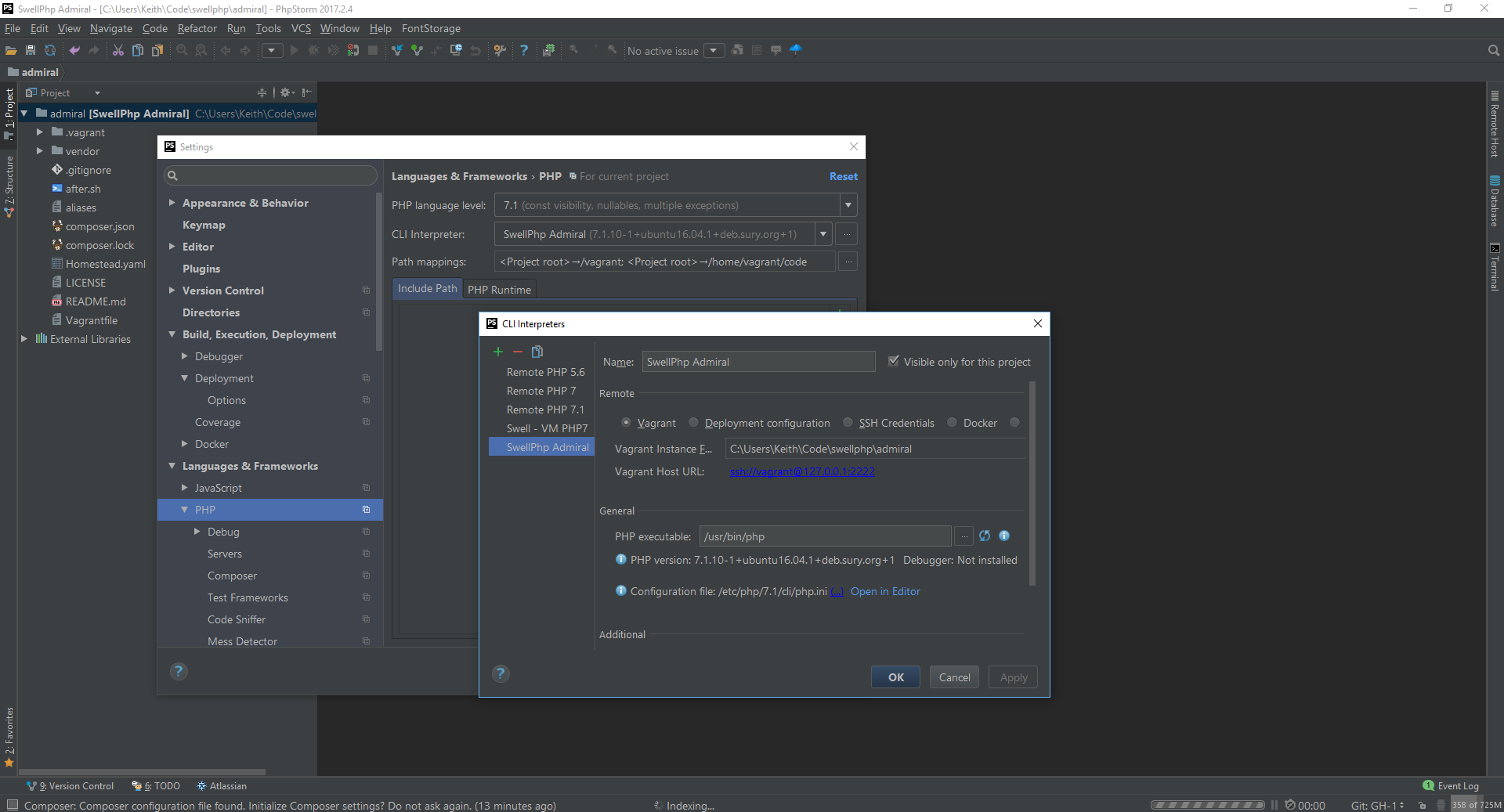 PHP interpreter settings in PHPStorm PHP Interpreter setting in PHPStorm