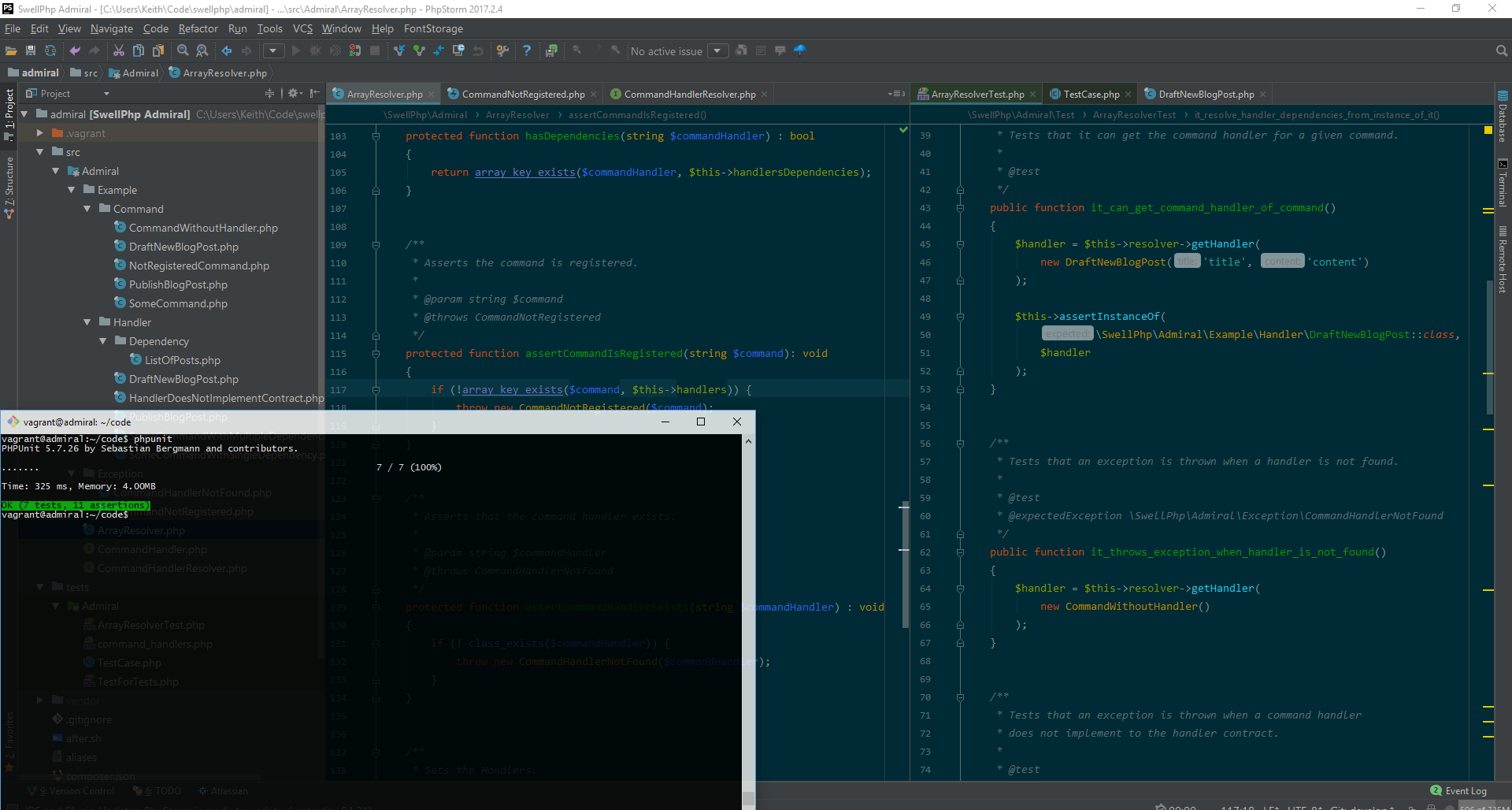 The famous green bar All Unit Tests passing