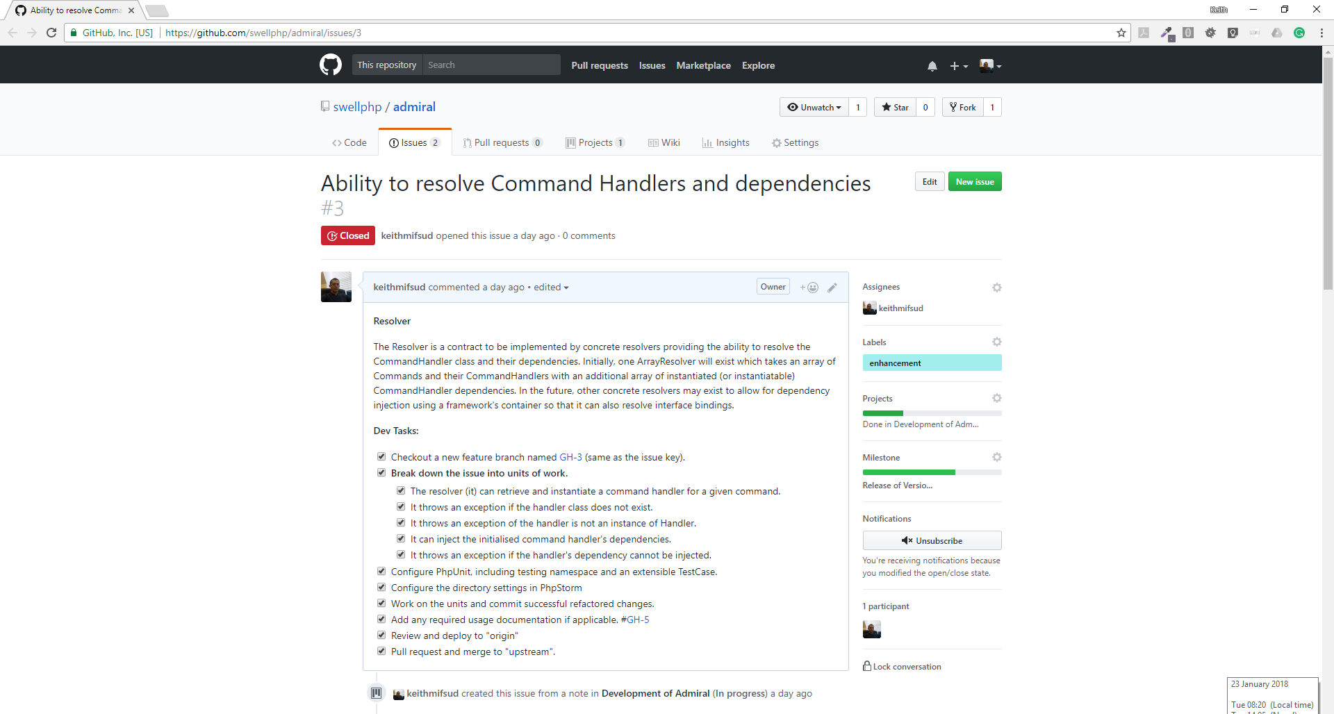 Issue GH-3 completed. Resolved issue on GitHub